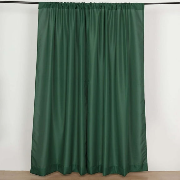 Efavormart 2 Pack | Hunter Emerald Green Polyester Drapery Panels With Rod Pockets, Photography Backdrop Curtains, 5ftx8ft - 130 GSM