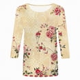 thumbnail image 4 of Towmus Womens Summer Tops 3/4 Sleeves T-Shirts Round Neck Cute Tunic Tops Basic Tees Blouses Loose Fit Pullover Shirt Dressy Tops for Women, 4 of 4