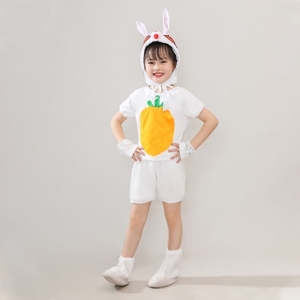 Niños Animal conejo blanco Cosplay disfraz niños mono jardín de infantes niñas vestido niños Pascua conejito danza ropa Sets160cm Gao Jinjia LED