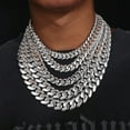 thumbnail image 1 of 12-20mm wide Hip Hop Bling Iced Out Round Cuban Miami Link Chain Necklaces for Men Rapper Jewelry Gold Silver Color, 1 of 6