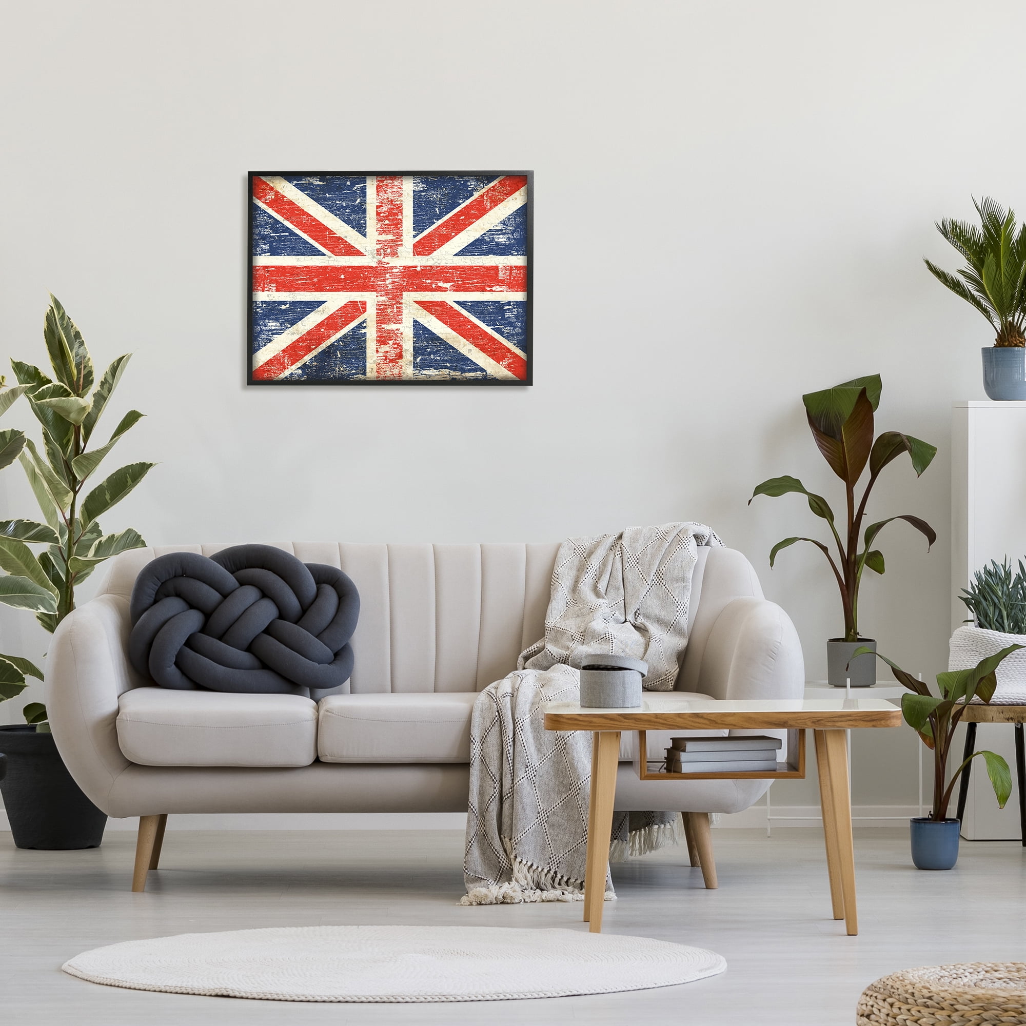Stupell Industries Rustic United Kingdom Flag Town & City Painting Black Framed Art Print Wall Art, 30 x 24