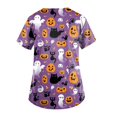 thumbnail image 3 of Blusa de manga corta con cuello en V para mujer, blusa de bolsillo con estampado de uniforme de trabajo Pompotops hkajfhjk473510, 3 of 4