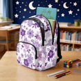 thumbnail image 4 of Whosucclay Purple Floral Print Kids Backpack for Boys Girls, Lightweight School Bag High School Kindergarten Elementary School with Large Capacity Adjustable Straps, 4 of 8