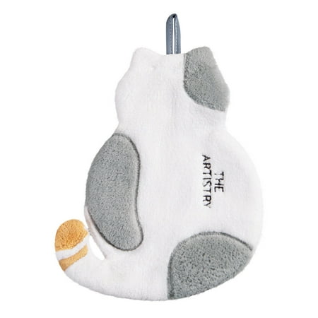 

Absorbent Hand Towel Cute Children Can Be Hung Cartoon Cat Hand Towel Coral Velvet Housework Cleaning Rag