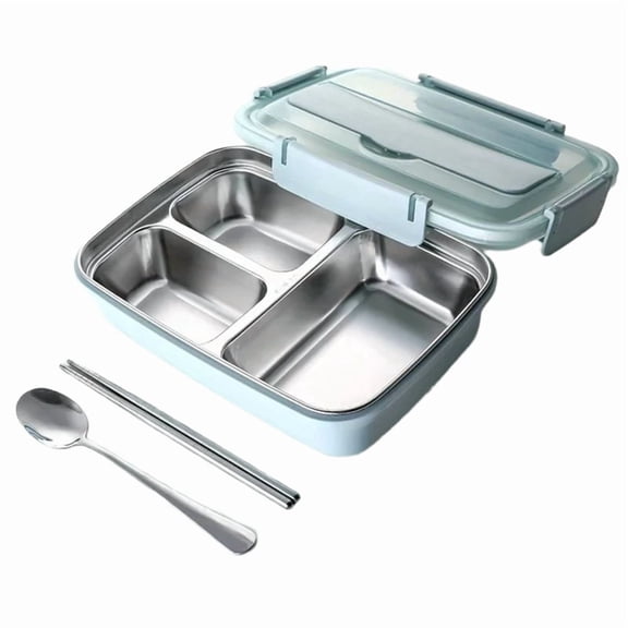 For Students and Workers: 3-Compartment Stainless Steel Lunch Box with Leak-Proof Design