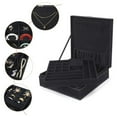thumbnail image 4 of Mosiso Jewelry Box, Jewelry Storage Case Organizer Stackable for Girl Women Velvet Necklace Earring Bracelet Ring Watch Brooch Holder with Double Layer Lockable Display , Black, 4 of 7