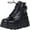 Black, variant on Wedges for Women, Thick Soled Large Size Short Boots Women Autumn Platform Leather Boots