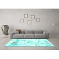 thumbnail image 3 of Ahgly Company Machine Washable Indoor Square Solid Turquoise Blue Modern Area Rugs, 8' Square, 3 of 4