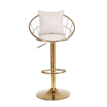 thumbnail image 2 of 23-31 Inch Velvet Bar Stools, Counter Height Adjustable Swivel Barstools High Bar Chairs with Back & Golden Metal Base, Stools Chair with Footrest for Dinning Room and Bar(White,Set of 6), 2 of 11