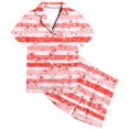 thumbnail image 4 of YUEHUA Girls Silk Satin Pyjamas Set Short Sleeve Heart Print Button-Down Kids PJs Breathable Soft Nightwear Children Sleepwear Age 5-14, 4 of 7