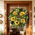 thumbnail image 7 of Cadancy Artificial Sunflower Wreath Front Door Hanging Garland with Floral Blooms and Foliage Leaves for Spring Summer Outdoor Porch Wall Decor Farmhouse Home Decoration Housewarming Gift, 7 of 7