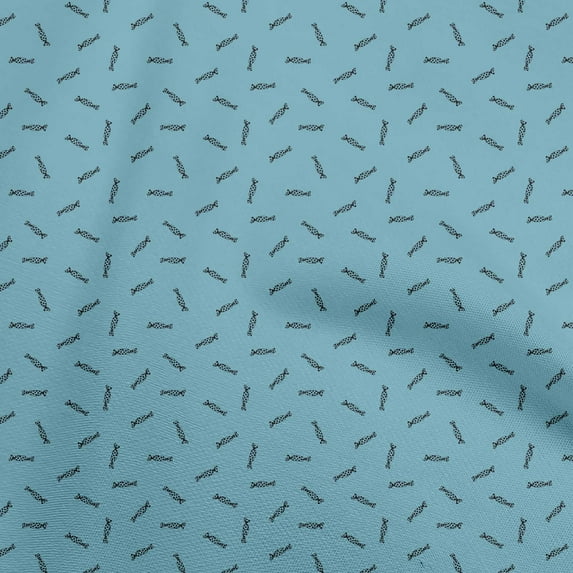 oneOone Cotton Silk Blue Fabric Trick Or Treat Halloween Candy Toffee Sewing Material Print Fabric By The Yard 42 Inch Wide