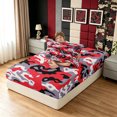 thumbnail image 4 of Manfei Minimalism Camouflage Twin Fitted Sheet, Old Fashion Camo Bedding, Crimson Red, 2-Piece, 1 Fitted Sheet and 1 Pillowcase, 4 of 6