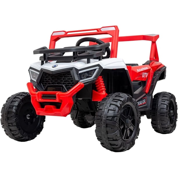 Carro Buggy Electrico Montable para Niños Carrito de Control Remoto y Manejo Directo con Luces Estereo y Pedales Funcionales con Control Remoto (Rojo)