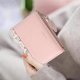thumbnail image 3 of Cartera para mujer floral pequeña de cuero vegano tarjetero organizador niñas flor monedero, floral rosa Feliz Sencillez, 3 of 5