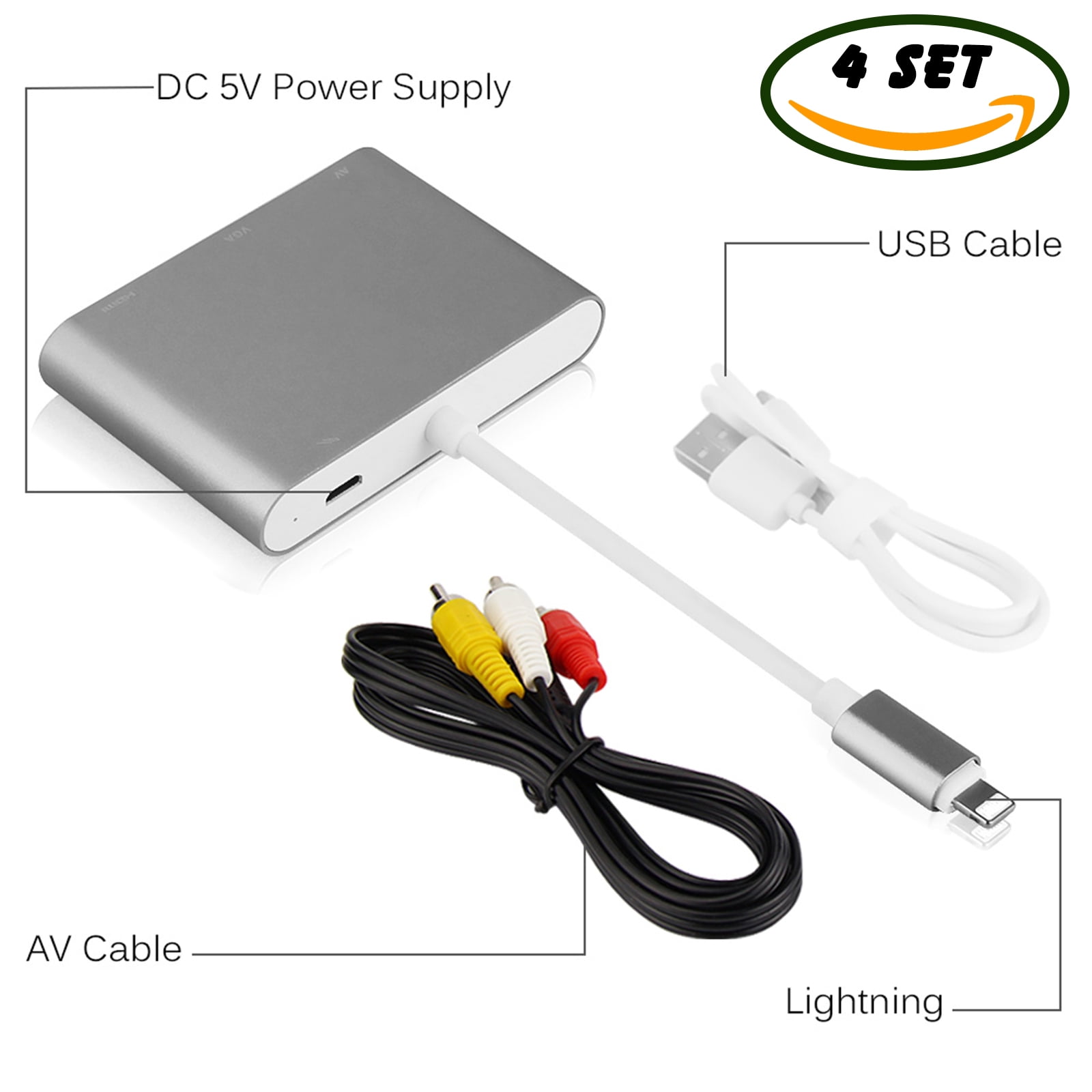 MaximalPower Lightning to VGA/HDMI/AV Adapter for iPhone, iPad