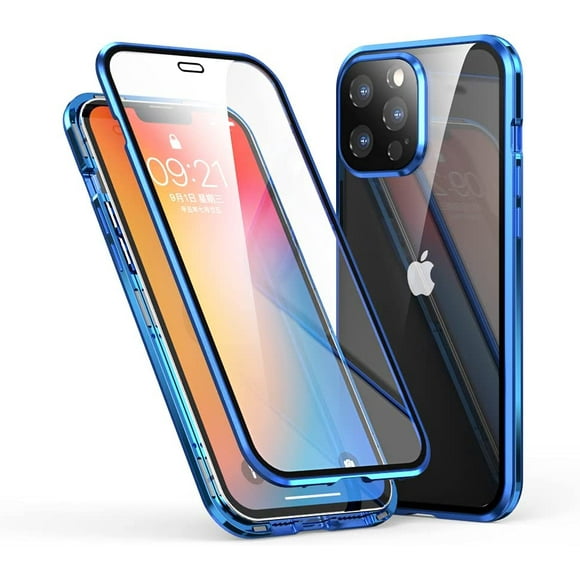 SENLAN iPhone 13 Pro max case Magnetic adsorption Double-Sided Tempered Glass Electroplating Aluminum Alloy