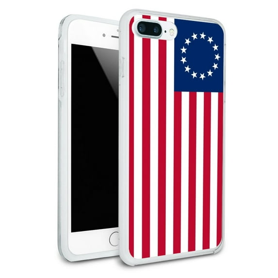 Betsy Ross 1776 American Flag Protective Slim Fit Hybrid Rubber Bumper Case for Apple iPhone 7 and 7 Plus