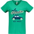 thumbnail image 3 of Inktastic Paradise Beach in Key West with Palm Trees and Car Women's V-Neck T-Shirt, 3 of 5