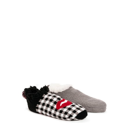 Betsey Johnson Women's 2 Pair Pack Infused Cabin Footie Sock