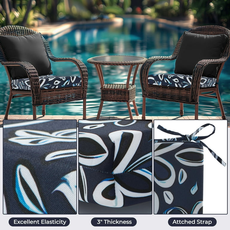 Outdoor Chair Cushions Set of 4 Outdoor Seat Cushion Pads for Patio Furniture 4 Packs Patio Chair Cushions High Density Sponge Chair Pads with Ties