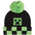 thumbnail image 2 of Minecraft Boys Beanie and Gloves -Black and Green Creeper Face Youth Beanie and Gloves Set, Adjustable - Unisex, Black Pom Pom, 2 of 5