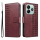 thumbnail image 1 of For Xiaomi Poco M7 Pro 5G Xiaomi Redmi Note 14 5G Leather Case Wallet Stand Grids Imprinted Phone Co, 1 of 5