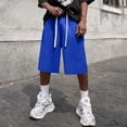thumbnail image 6 of Men's Baggy Sweat Shorts 2026 Fleece Cotton Y2k Shorts Casual Under Knee Shorts Raw Hem Gym Shorts with Pockets Royal Blue XL, 6 of 6