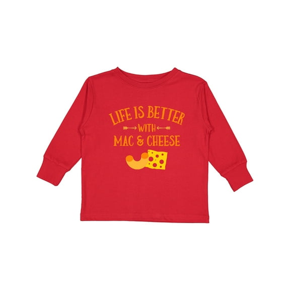 Inktastic Life's Better Mac & Cheese Boys or Girls Long Sleeve Toddler T-Shirt