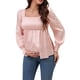 thumbnail image 1 of INSPIRAR CHIC Mujeres Blusas de Maternidad con Cuello Cuadrado de Manga Larga Básicas para el Embarazo S Rosa, 1 of 5