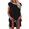 thumbnail image 2 of BLTIBY Women 2 Piece Sets Summer Short Sleeve Crew Neck Top Drawstring Shorts Casual Matching Outfits with Pockets Brown M, 2 of 6