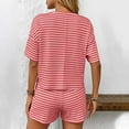thumbnail image 4 of Uaswgudfs 2 Pack Womens Cotton Pajama Sets Stripe Short Sleeve Tops Looes Short Pants Fashion Lounge Sets Soft Fitness Loungewear Pj Set 2025, 4 of 5