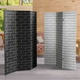 thumbnail image 6 of Oriental Furniture 6 ft. Tall Double Sided Black & White Brick Canvas Room Divider, 6 of 7