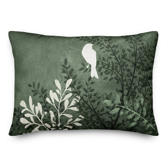 Creative Products Bird on Branch on Green 14x20 Indoor / Outdoor Pillow