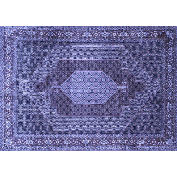 Ahgly Company Machine Washable Indoor Rectangle Persian Blue Traditional Area Rugs, 8' x 10'
