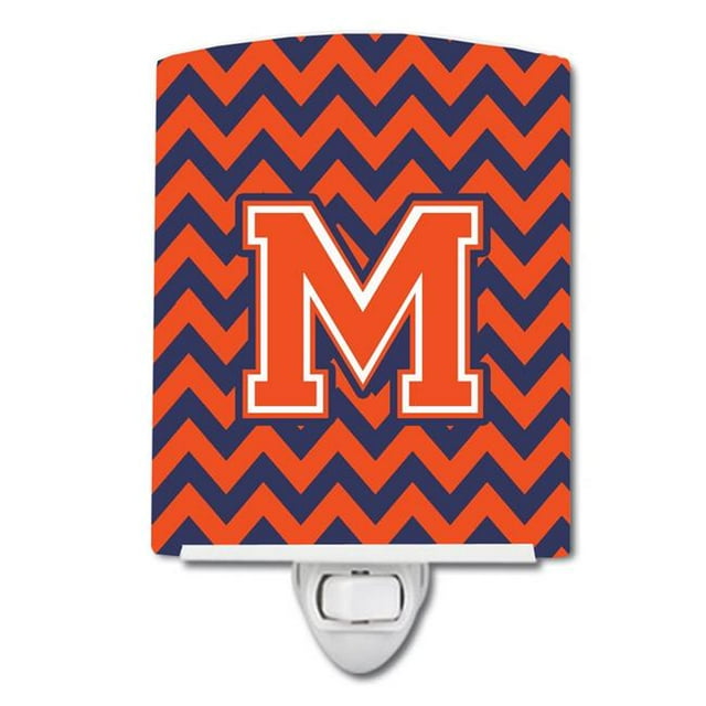 Carolines Treasures CJ1042-MCNL Letter M Chevron Orange & Blue Ceramic Night Light