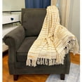 thumbnail image 2 of LR Home Talia Yellow/Ivory Striped Lightweight Cotton Blend Embroidered Throw Blanket, 50" x 60", 2 of 12