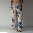 thumbnail image 2 of WEAIXIMIUNG Pantalon Homme Décontracté Mode Homme Décontracté Pantalon en Lin Imprimé avec Poches à Lacets Pantalon Grande Taille, 2 of 5