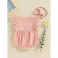thumbnail image 3 of Bagilaanoe Newborn Baby Girl Summer Rompers Sleeveless Bodysuits + Headband 3M 6M 12M 18M Infant Casual One Piece Jumpsuit, 3 of 8