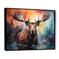 thumbnail image 2 of Designart "Colorful Moose Majestic composition I" Animals Floater Framed Wall Art Print, 2 of 7