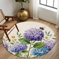 thumbnail image 2 of Round Rugs 5Ft, Purple Blue Flowers Round Area Rug Washable Indoor Throw Carpet, Farmhouse Botanical Watercolor Floral Soft Non Slip Circle Rug for Cabinet Bathroom Home Decor Aesthetic, 2 of 8