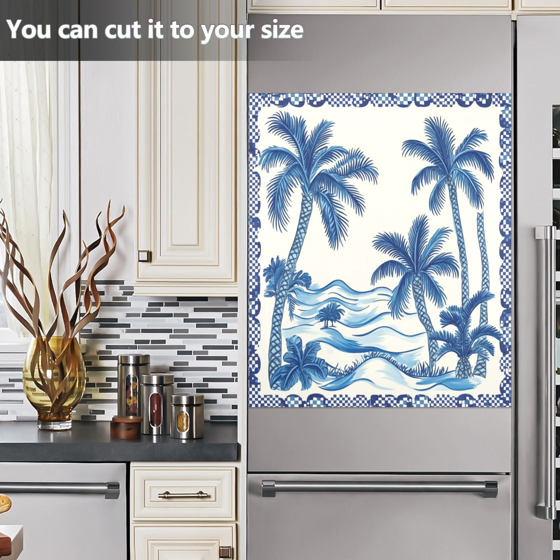 Dishwasher Magnetic Sticker 23x26 Inch Refrigerator Magnetic Sticker Washing Machine Magnetic Sticker Kitchen Panel Magnetic Sticker Home Decor Blue Tree by The Sea