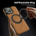 thumbnail image 5 of Allytechgroup Magnetic Case for iP Magnetic Case for iPhone 13 Pro, Built-in Invisible 360° Rotatable Kickstand, Compatible with MagSafe, PU Leather Slim Shockproof Protective Phone Case Cover, Brown, 5 of 7