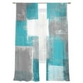 thumbnail image 2 of Teal Grey Sheer Curtains 96 Inches Long 2 Panels Graffiti Art Mottled Abstract Geometric Oil Painting Light Filtering Semi Sheer Window Curtains Drapes for Bedroom Living Room 52"x96", 2 of 7