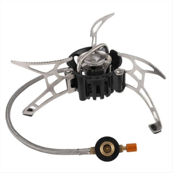 Camping Gas Stove Portable Folding Outdoor Backpacking Stove Tourist Equipment for Cooking Hiking Picnic 3500W,1 * Multi-fuel burner,Silver & Black