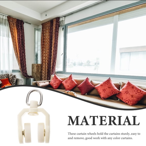 SEWCHICS 30Pcs Beige Curtain Track Rollers, Silent Metal and Plastic Gliders for Smooth Curtain Movement