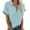 Light Blue, variant on Dezsed Women's Short Sleeve Button Down Shirts Casual Plain Lapel Neck Blouse Work Office Tee Tops Summer Shirt Tops Beige 3XL