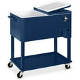 thumbnail image 3 of Best Choice Products 80qt Steel Rolling Cooler Cart w/ Bottle Opener, Catch Tray, Drain Plug, Locking Wheels - Blue, 3 of 9