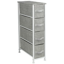 Sorbus Narrow Dresser Tower with 4 Drawers - Vertical Storage for Bedroom, Bathroom, Laundry, Closets, and More, Steel Frame, Wood Top, Easy Pull Fabric Bins (Gray)