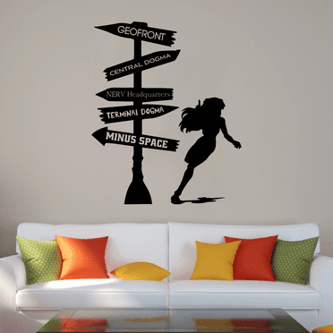 NERV Headquarters Evangelion Pathway Signage Cartoon Wall Sticker Art Decal for Girls Boys Room Bedroom Nursery Kindergarten House Fun Home Decors Stickers Wall Art Vinyl Decoration Size (18x20 inch)